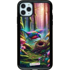 Coque iPhone 11 Pro Max - Hybrid Armor noir Oiseau Nid Forêt