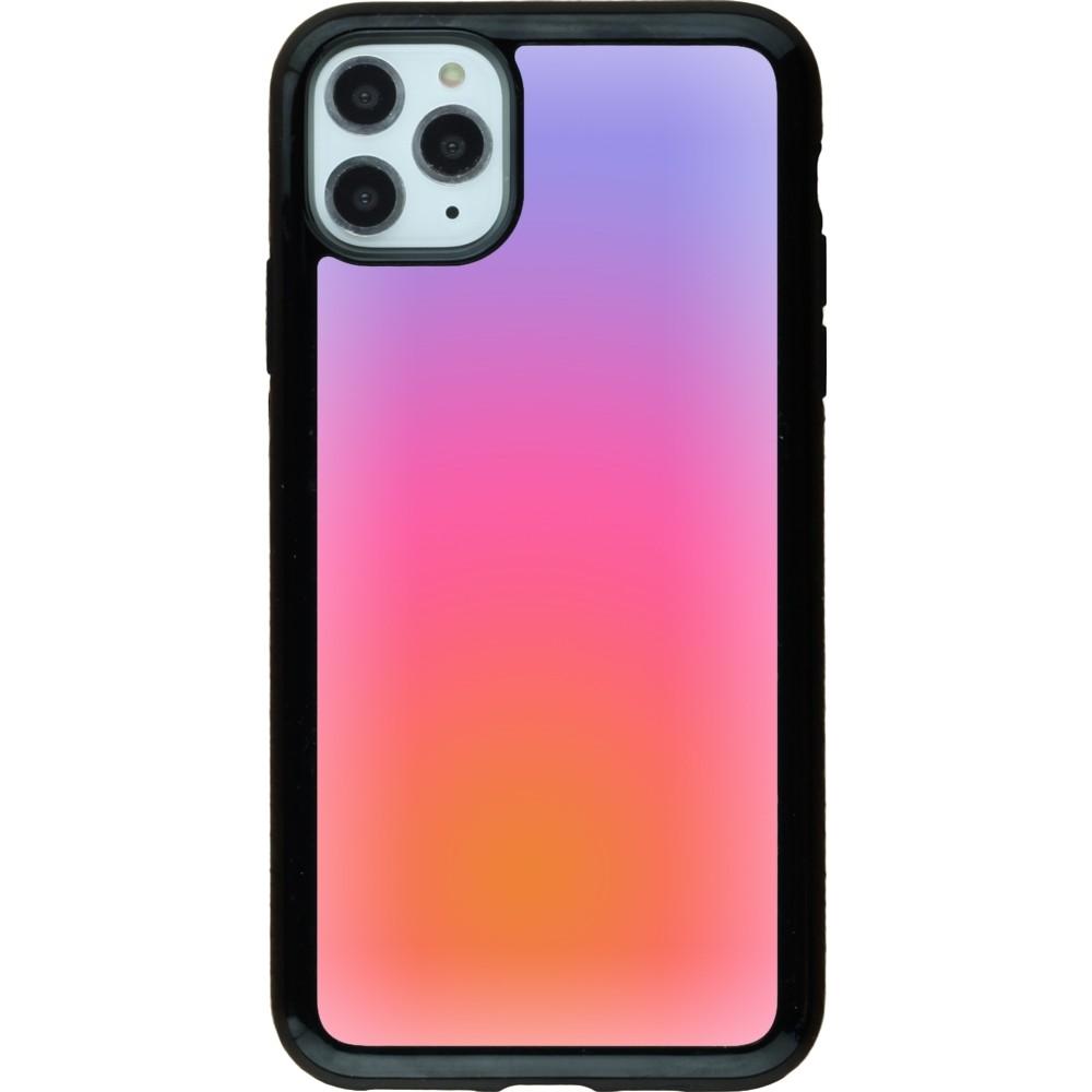 Coque iPhone 11 Pro Max - Hybrid Armor noir Orange Pink Blue Gradient