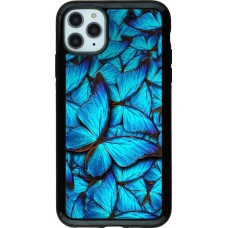 Coque iPhone 11 Pro Max - Hybrid Armor noir Papillon - Bleu