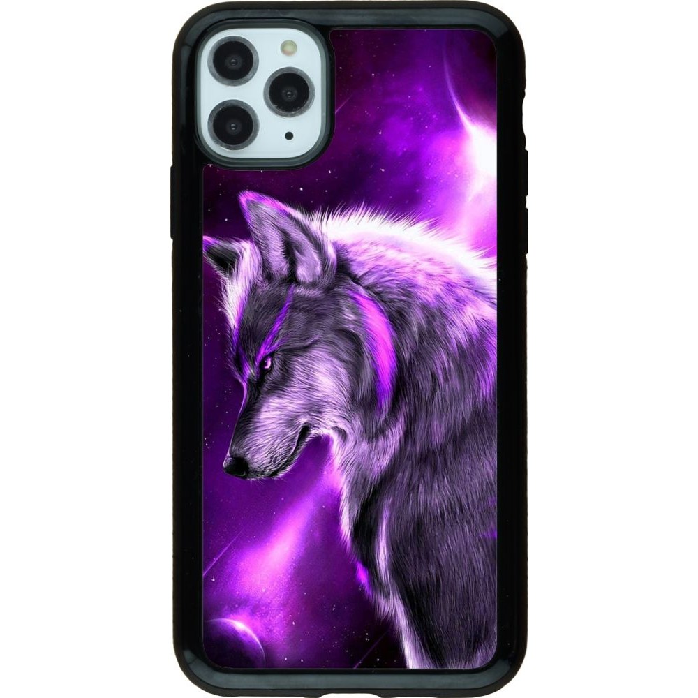 Coque iPhone 11 Pro Max - Hybrid Armor noir Purple Sky Wolf