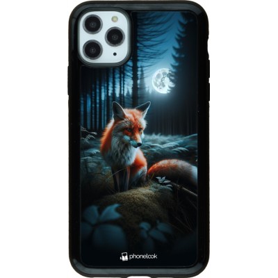 Coque iPhone 11 Pro Max - Hybrid Armor noir Renard lune forêt