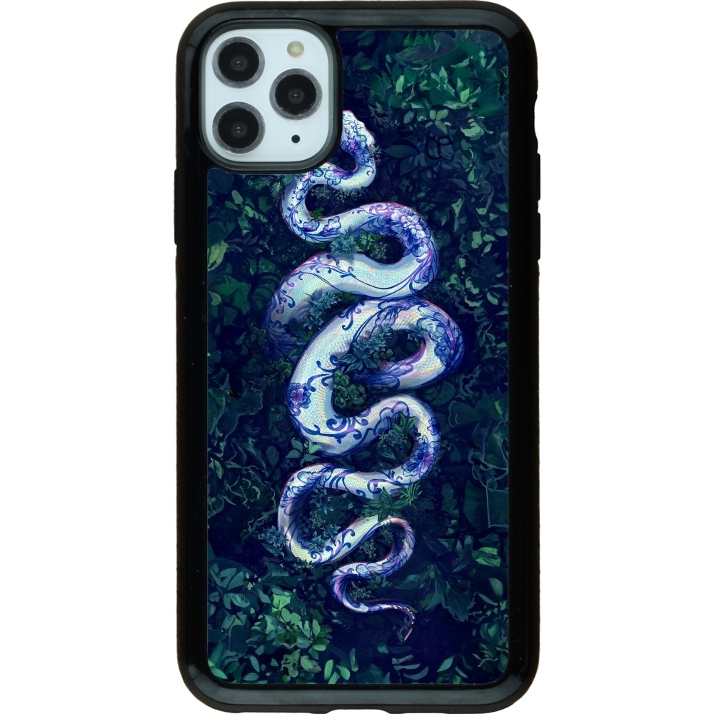 Coque iPhone 11 Pro Max - Hybrid Armor noir Serpent Blue Anaconda