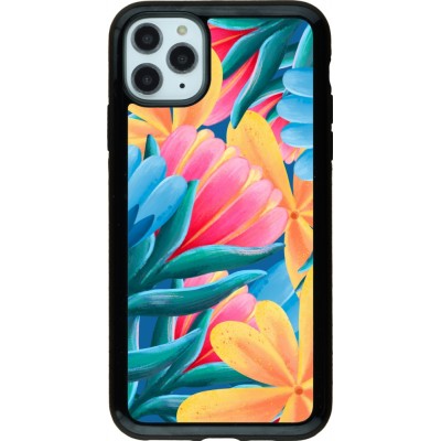 Coque iPhone 11 Pro Max - Hybrid Armor noir Spring 23 colorful flowers