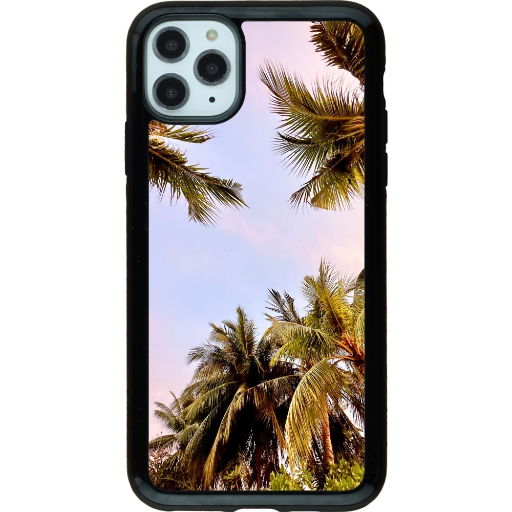 Coque iPhone 11 Pro Max - Hybrid Armor noir Summer 2023 palm tree vibe