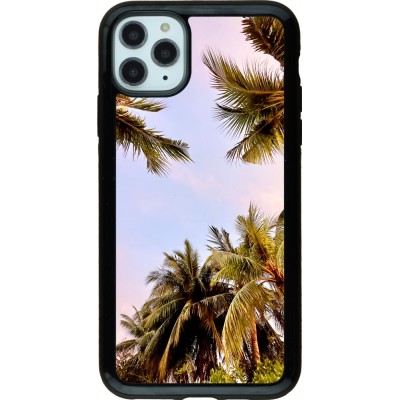 Coque iPhone 11 Pro Max - Hybrid Armor noir Summer 2023 palm tree vibe