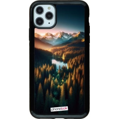 Coque iPhone 11 Pro Max - Hybrid Armor noir Sunset Forest Lake