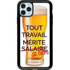 Coque iPhone 11 Pro Max - Hybrid Armor noir Tout travail mérite sa bière