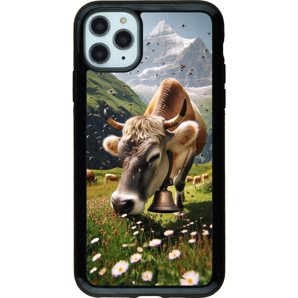 Coque iPhone 11 Pro Max - Hybrid Armor noir Vache montagne Valais