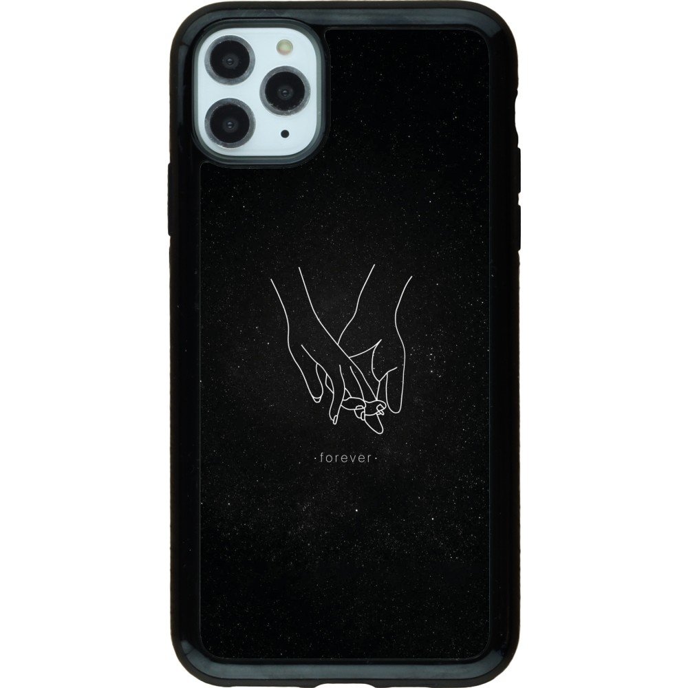 Coque iPhone 11 Pro Max - Hybrid Armor noir Valentine 2023 hands forever