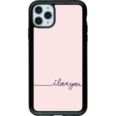 Coque iPhone 11 Pro Max - Hybrid Armor noir Valentine 2023 i love you writing