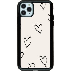 Coque iPhone 11 Pro Max - Hybrid Armor noir Valentine 2023 minimalist hearts