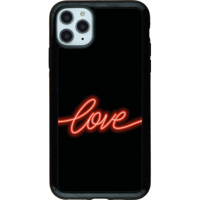 Coque iPhone 11 Pro Max - Hybrid Armor noir Valentine 2023 neon love