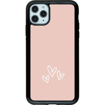 Coque iPhone 11 Pro Max - Hybrid Armor noir Valentine 2023 three minimalist hearts