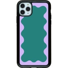 Coque iPhone 11 Pro Max - Hybrid Armor noir Wavy Rectangle Green Purple