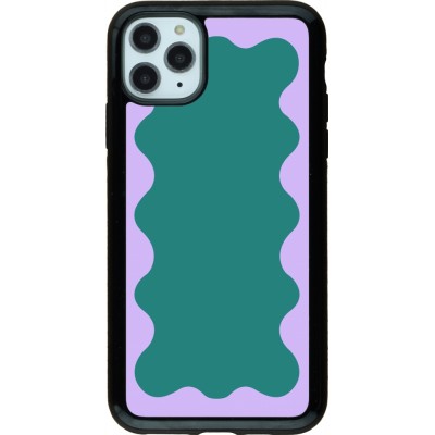 Coque iPhone 11 Pro Max - Hybrid Armor noir Wavy Rectangle Green Purple