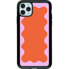 Coque iPhone 11 Pro Max - Hybrid Armor noir Wavy Rectangle Orange Pink