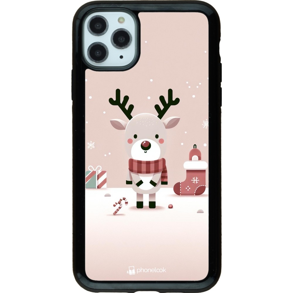 Coque iPhone 11 Pro Max - Hybrid Armor noir Noël 2023 Choupinette Renne