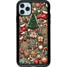 Coque iPhone 11 Pro Max - Hybrid Armor noir Noël 2023 micro pattern