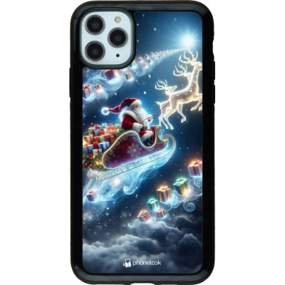 Coque iPhone 11 Pro Max - Hybrid Armor noir Noël 2023 Père Noël enchanté