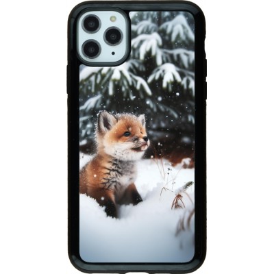 Coque iPhone 11 Pro Max - Hybrid Armor noir Noël 2023 Renardeau sapin