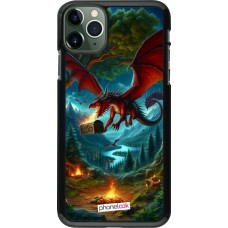 Coque iPhone 11 Pro Max - Dragon Volant Forêt Trésor