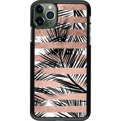 Coque iPhone 11 Pro Max - Palm trees gold stripes