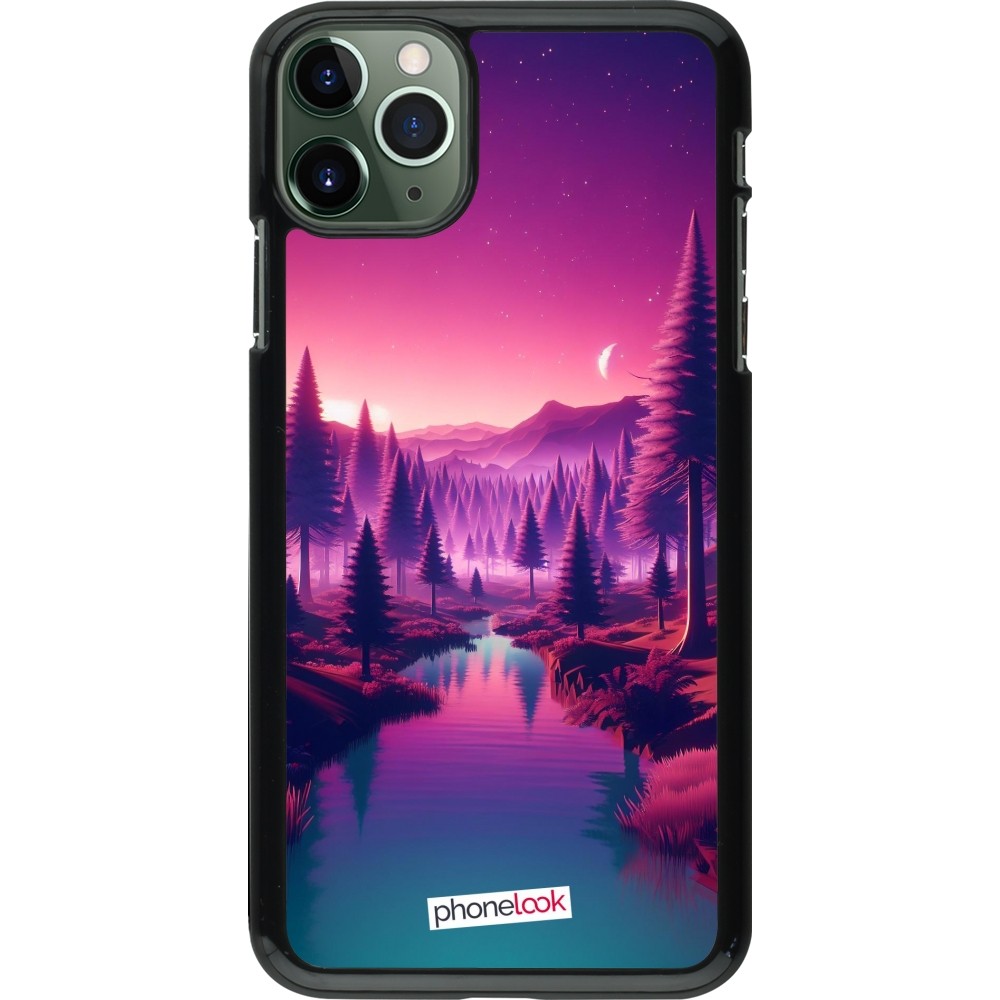 Coque iPhone 11 Pro Max - Paysage Violet-Rose