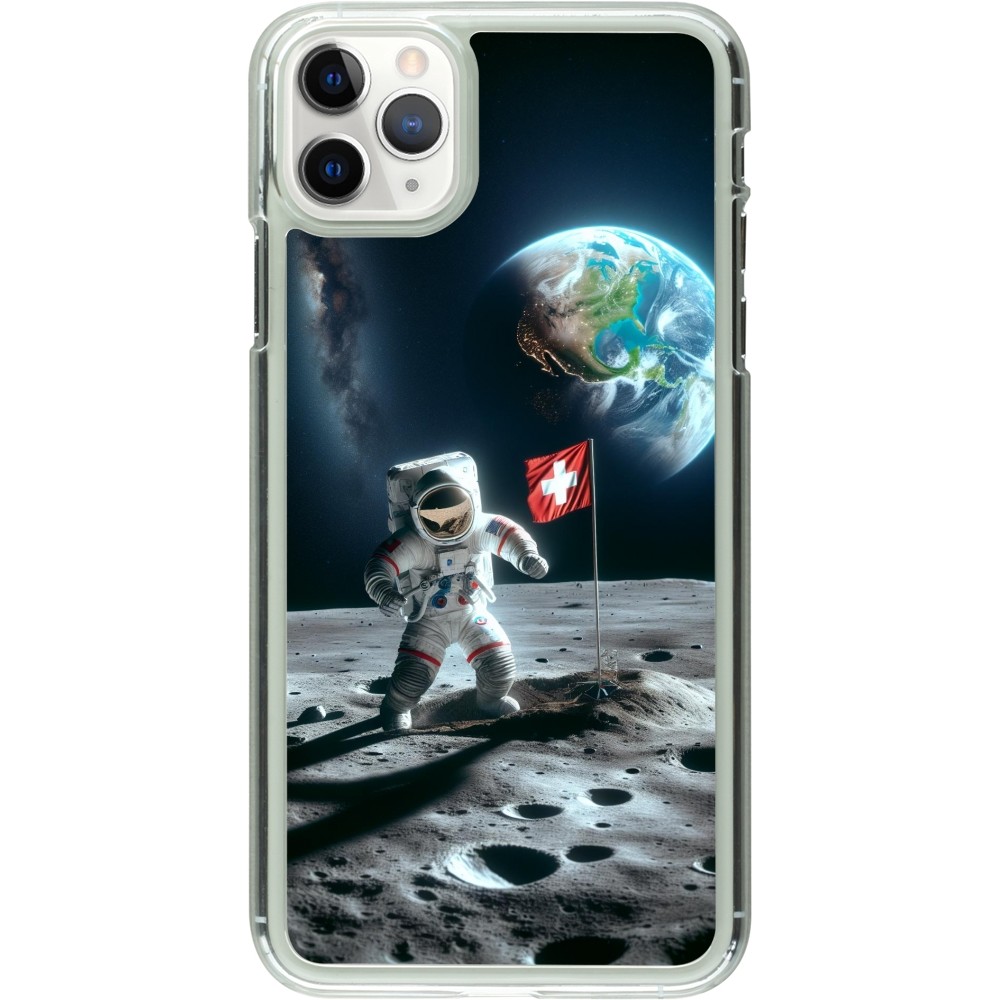 Coque iPhone 11 Pro Max - Plastique transparent Astro Suisse sur lune