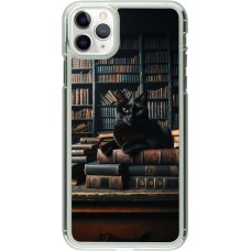 Coque iPhone 11 Pro Max - Plastique transparent Chat livres sombres