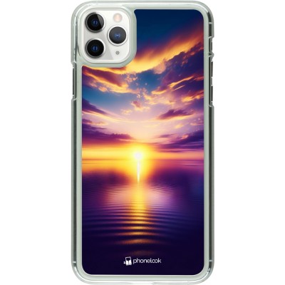 Coque iPhone 11 Pro Max - Plastique transparent Coucher soleil jaune violet