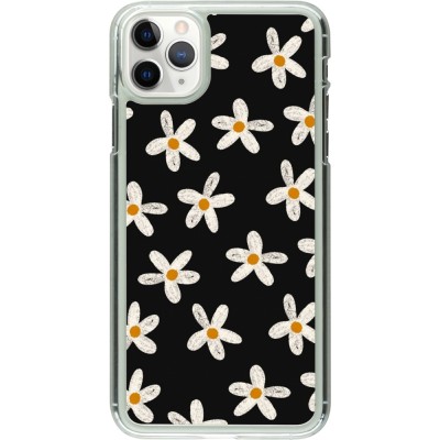 Coque iPhone 11 Pro Max - Plastique transparent Easter 2024 white on black flower