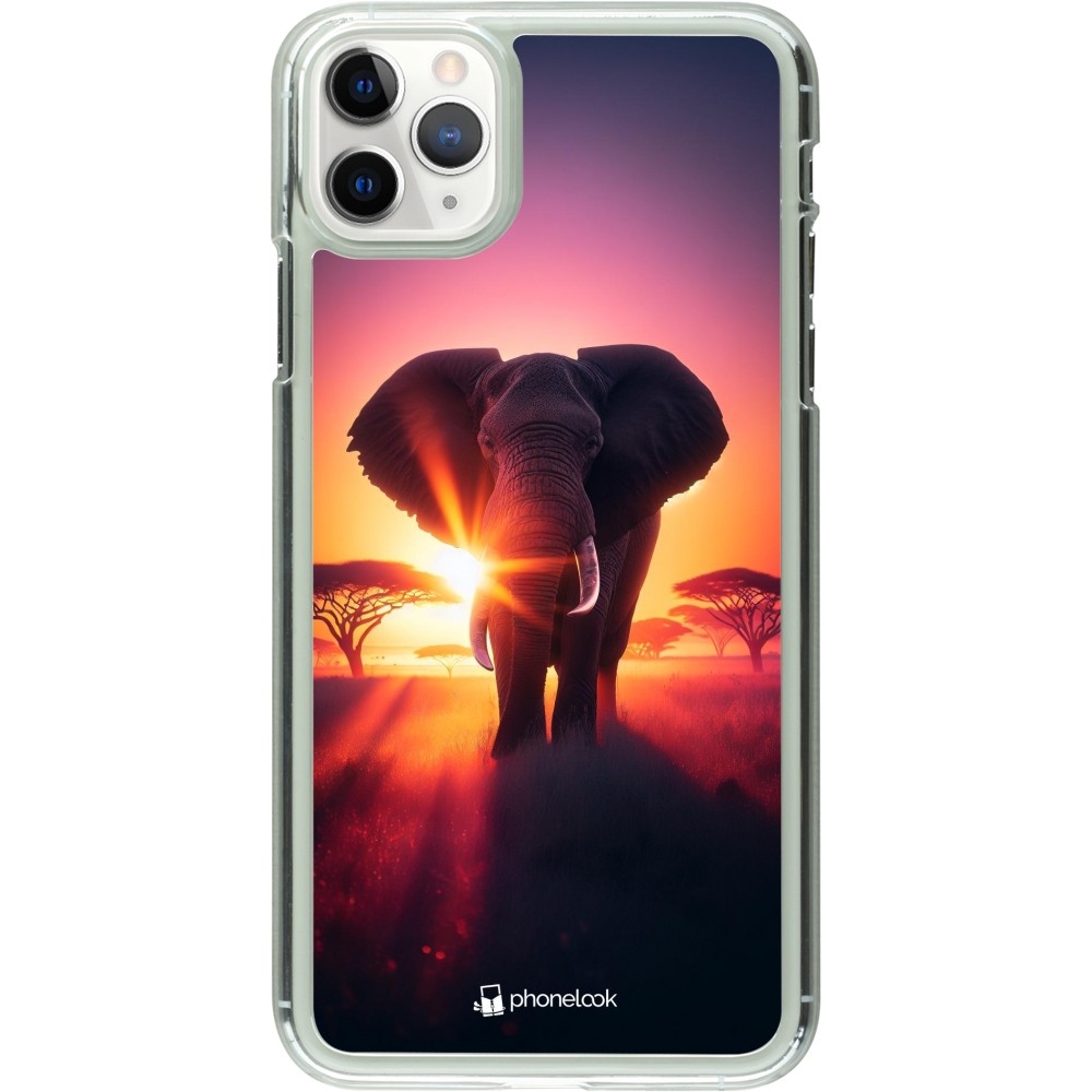 Coque iPhone 11 Pro Max - Plastique transparent Elephant Sunrise Beauty