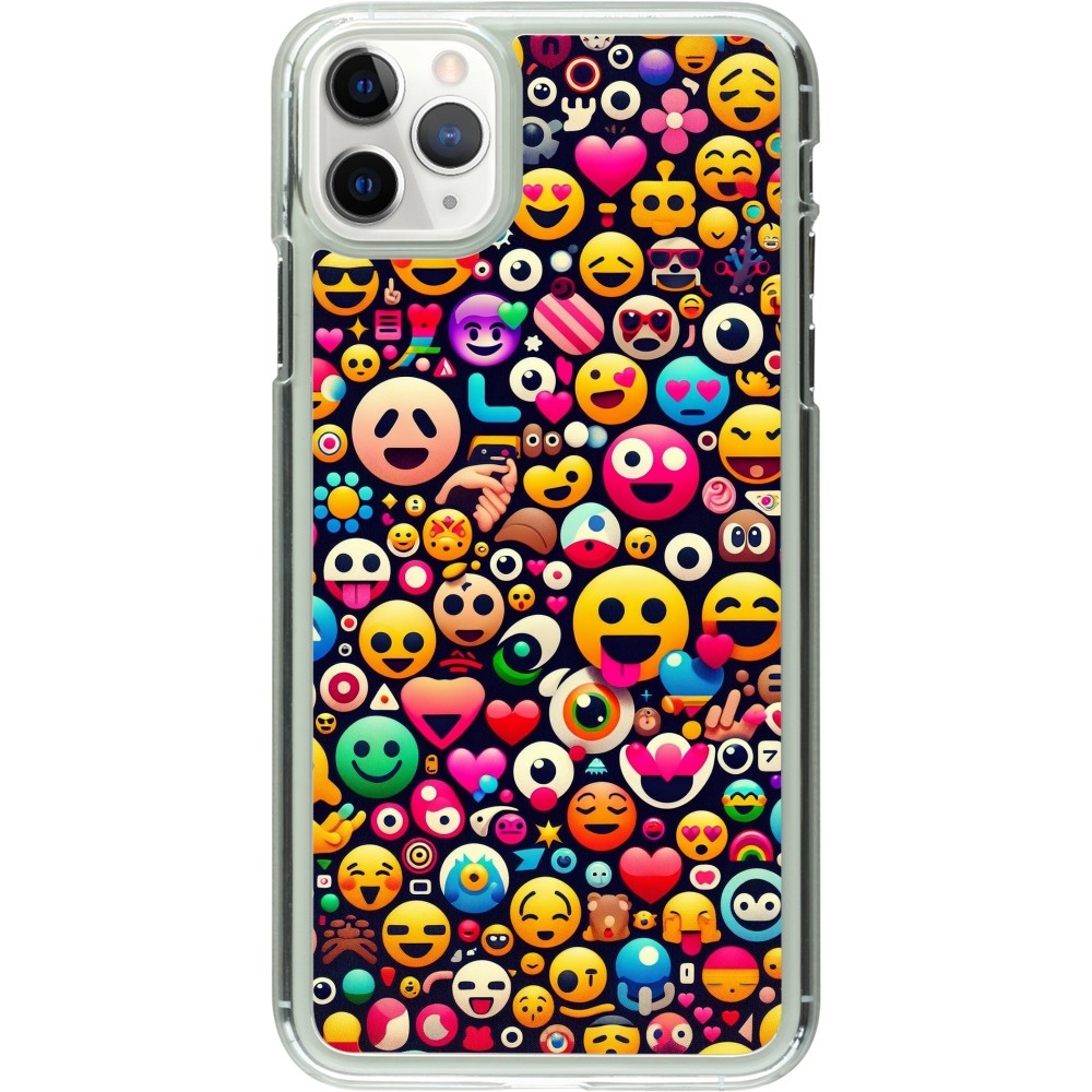 Coque iPhone 11 Pro Max - Plastique transparent Emoji Mix Color