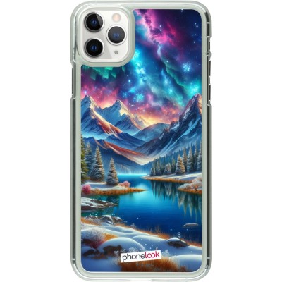 Coque iPhone 11 Pro Max - Plastique transparent Fantasy Mountain Lake Sky Stars