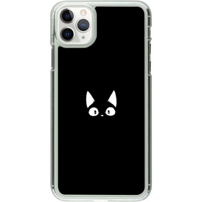 Coque iPhone 11 Pro Max - Plastique transparent Funny cat on black