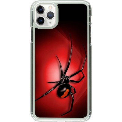 Coque iPhone 11 Pro Max - Plastique transparent Halloween 2023 spider black widow