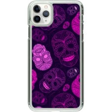 Coque iPhone 11 Pro Max - Plastique transparent Halloween 2023 pink skulls