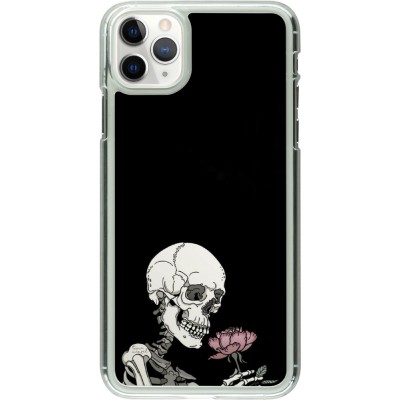 Coque iPhone 11 Pro Max - Plastique transparent Halloween 2023 rose and skeleton