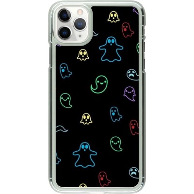 Coque iPhone 11 Pro Max - Plastique transparent Halloween 2024 colorful ghosts