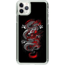 Coque iPhone 11 Pro Max - Plastique transparent Japanese style Dragon Tattoo Red Black