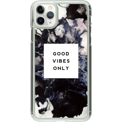 Coque iPhone 11 Pro Max - Plastique transparent Marble Good Vibes Only