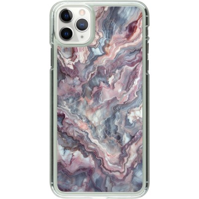 Coque iPhone 11 Pro Max - Plastique transparent Marbre violette argentée