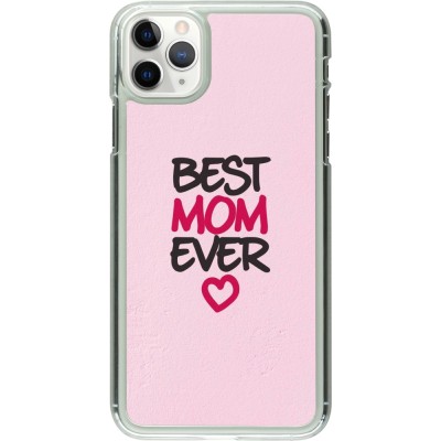 Coque iPhone 11 Pro Max - Plastique transparent Mom 2023 best Mom ever pink