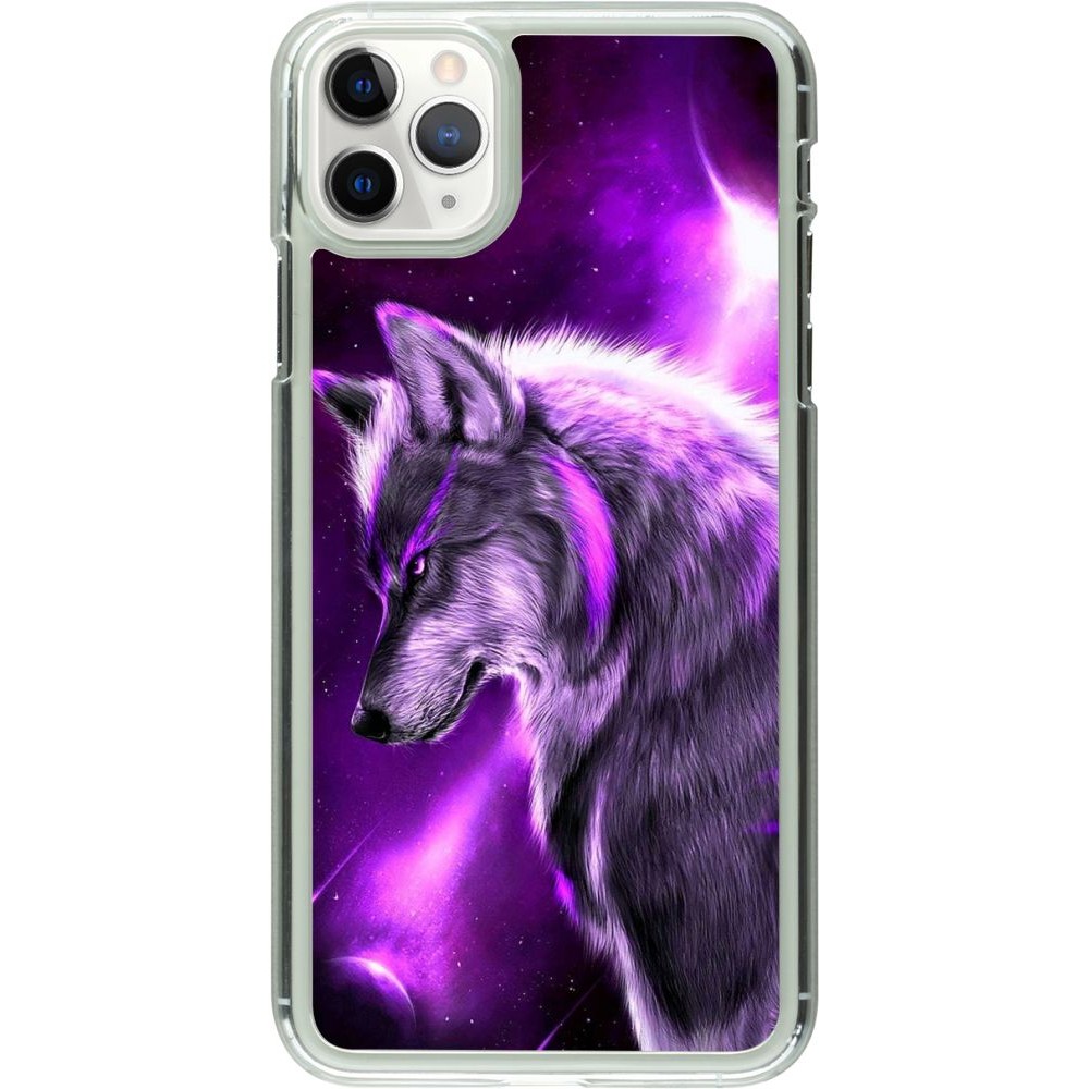 Coque iPhone 11 Pro Max - Plastique transparent Purple Sky Wolf