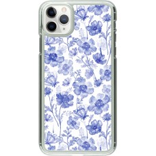 Coque iPhone 11 Pro Max - Plastique transparent Spring 23 watercolor blue flowers