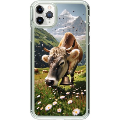 Coque iPhone 11 Pro Max - Plastique transparent Vache montagne Valais