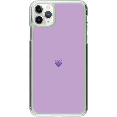 Coque iPhone 11 Pro Max - Plastique transparent Valentine 2023 purpule single heart