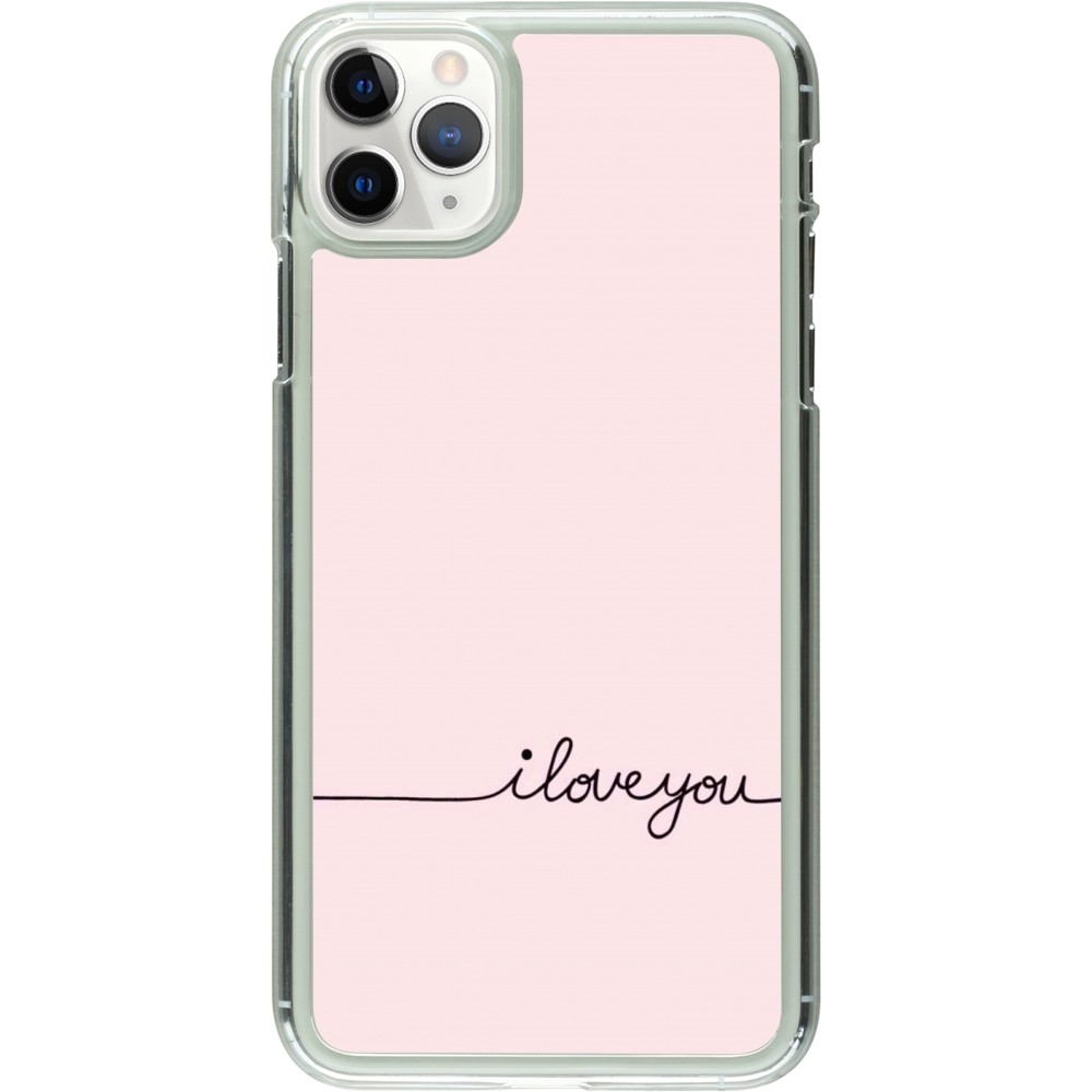 Coque iPhone 11 Pro Max - Plastique transparent Valentine 2023 i love you writing