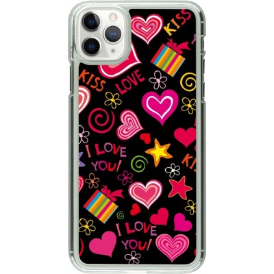 Coque iPhone 11 Pro Max - Plastique transparent Valentine 2023 love symbols