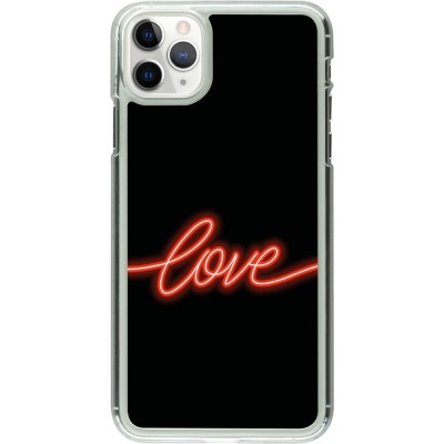 Coque iPhone 11 Pro Max - Plastique transparent Valentine 2023 neon love